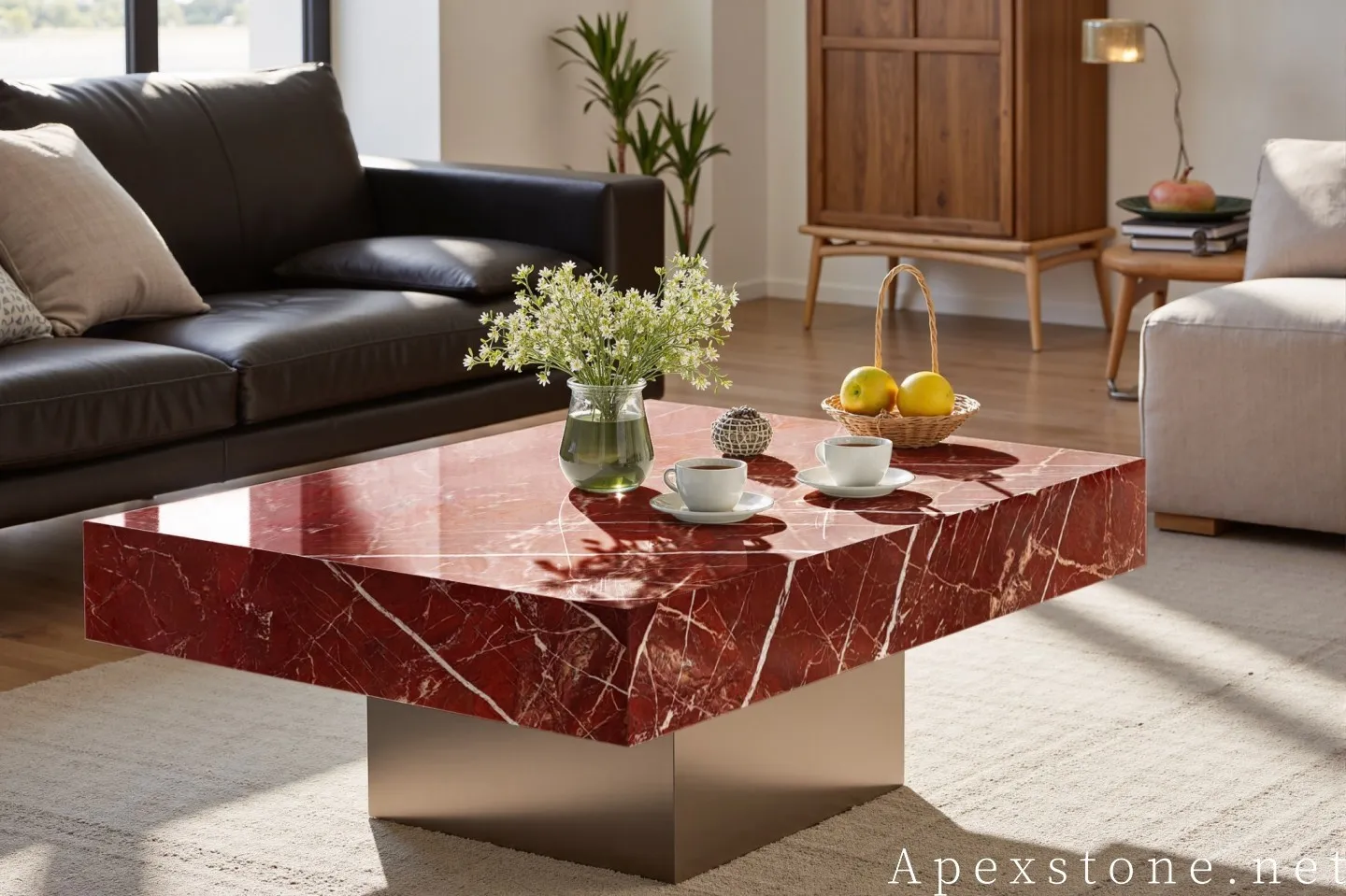 rectangleRossoFiorentinoQuartzitechromecocktail table93 rectangleRossoFiorentinoQuartzitechromecocktail table93